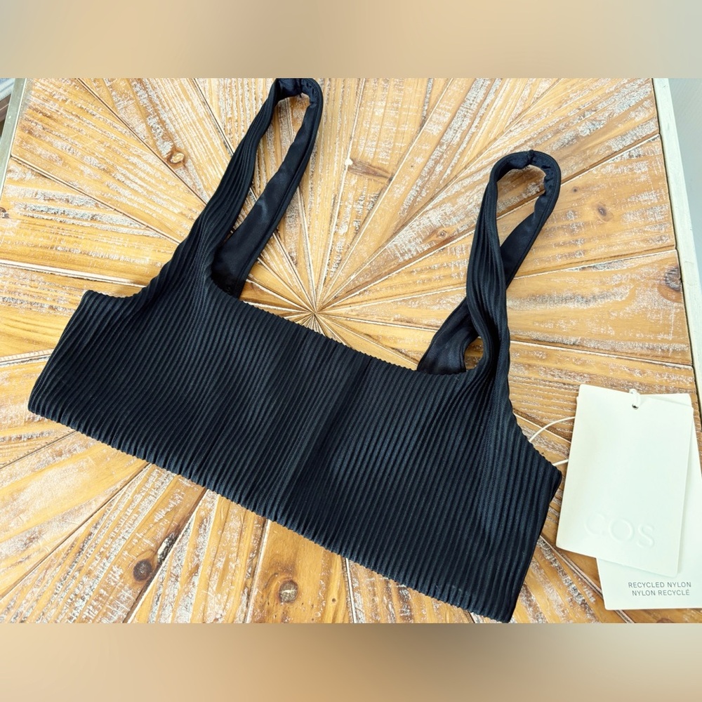 NWT COS Black Ribbed Bikini Top in Black in Size 6